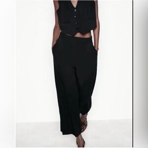 Zara Classic Black Wide-Leg Pants + vest for Women